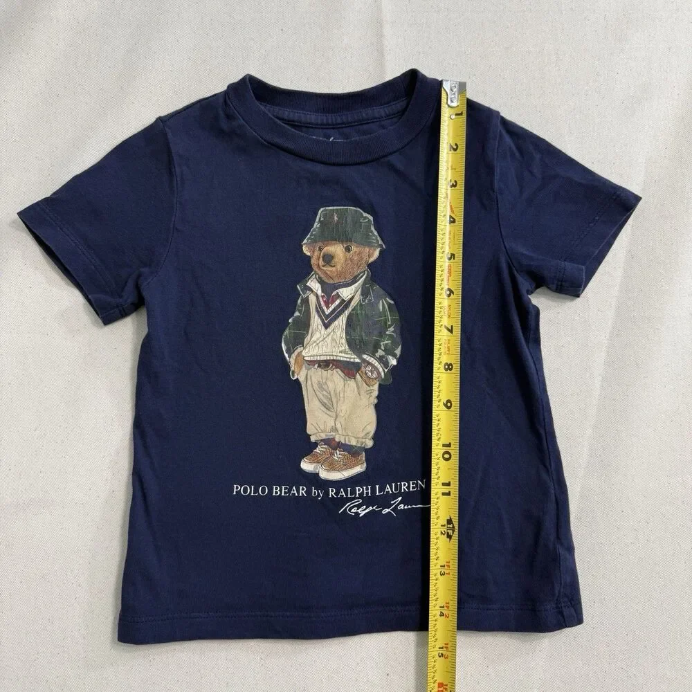 Ralph Lauren Polo Bear 24M Blue Short Sleeve Cotton Jersey Crew Neck Tee